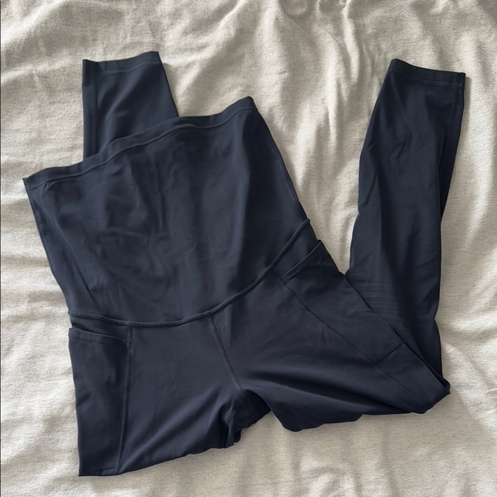 CRZ YOGA Womens Butterluxe Maternity Leggings w/ Pockets Over The Belly 25" Navy
